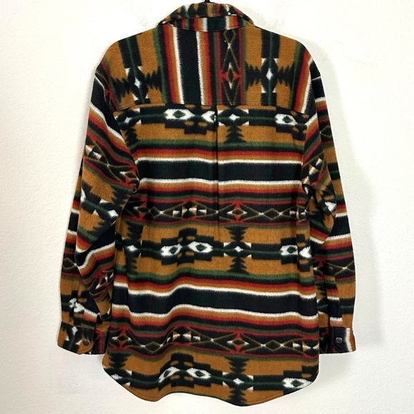 Vintage 90s Southwestern Aztec Shacket Size Large Western Bohemian Snaps Pockets - Picture 3 of 7